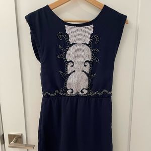Navy blue beaded mini dress